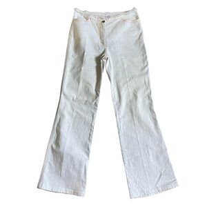 Escada White Denim with Contrast Stitching Fringe Waist Flare Jeans 34